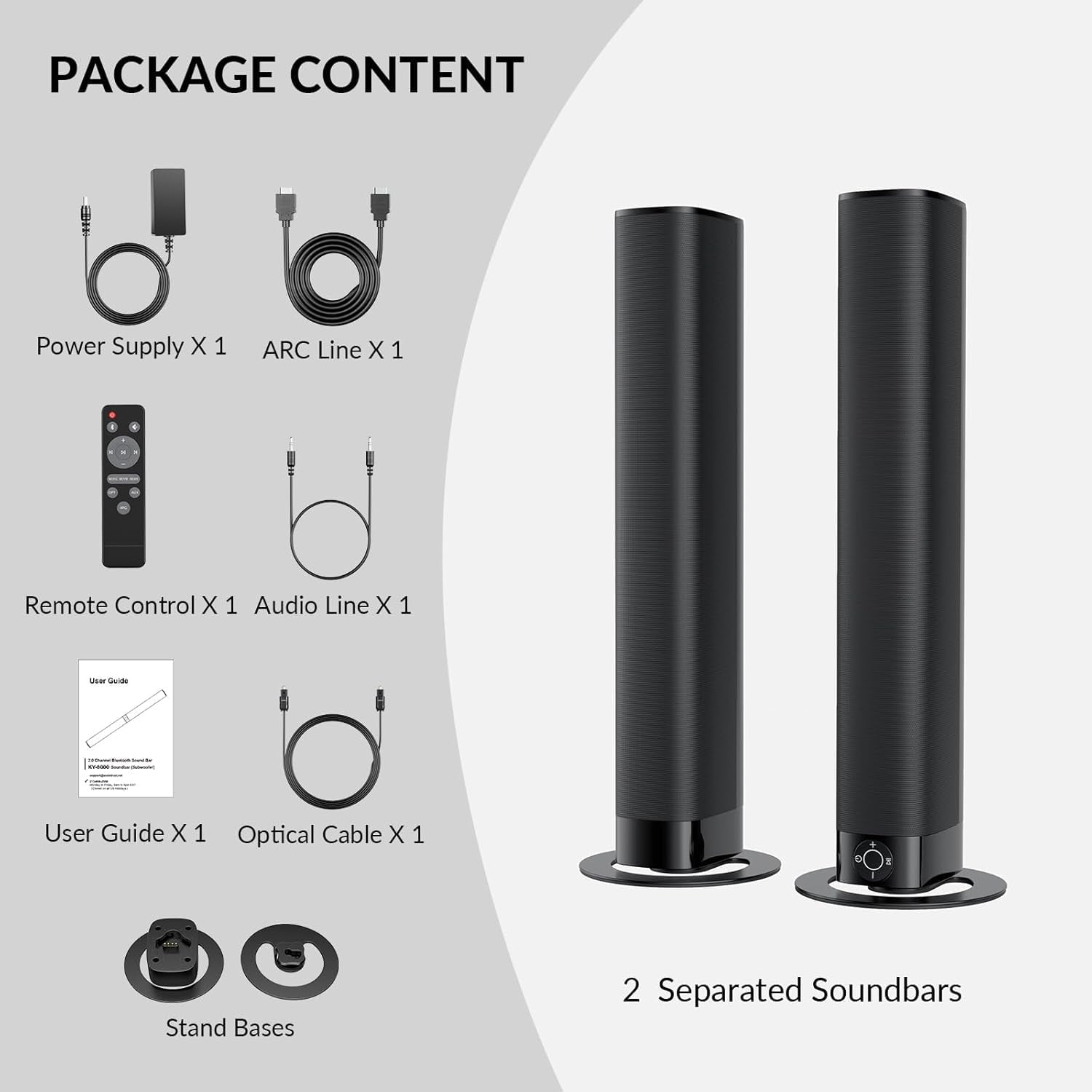 COWIN Sound Bar for TV, 2-in-1 Detachable Soundbar with Auto Volume Bo